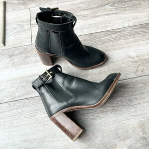 KG KURT GEIGER Sebastian Black Leather Buckle Ankle Boots Made in Spain